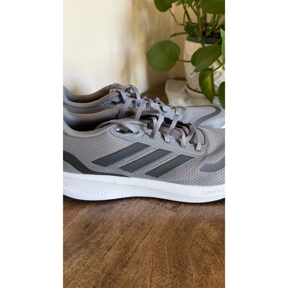 Adidas Runfalcon 5 Men 12 Grey Running Shoes JH5185 Cloudfoam Ortholite Sneakers